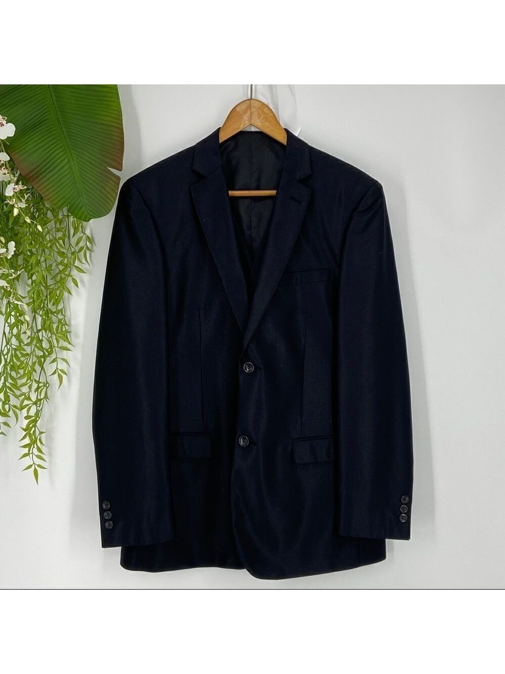 Giovanni Testi Suit Jacket W/ Matching Vest Navy Blue